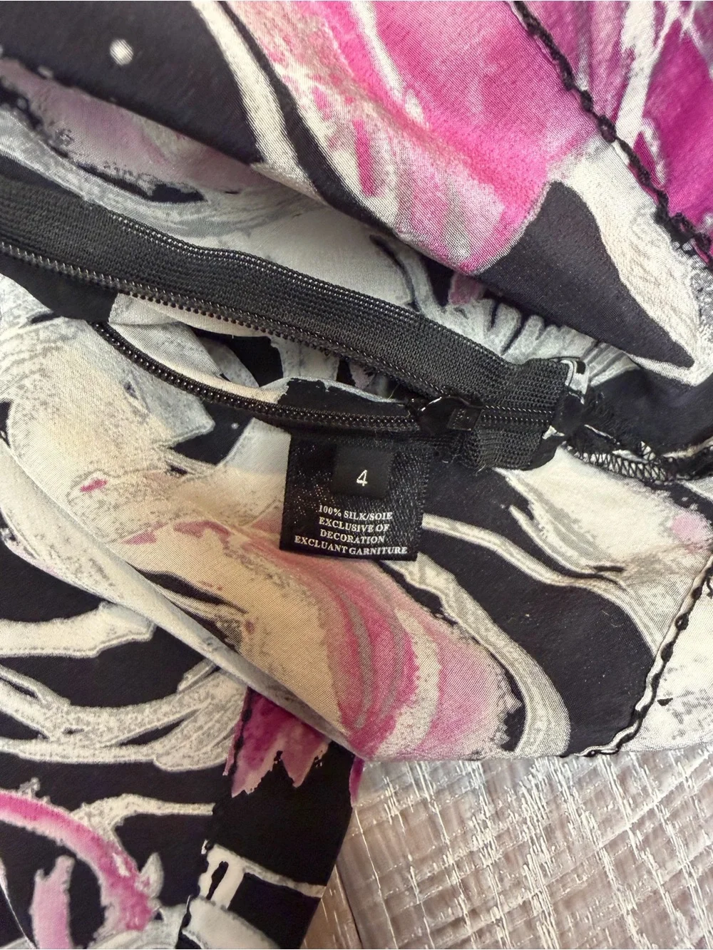 Vintage Robert Rodriguez Black & Pink One-Shoulder Silk Floral Top